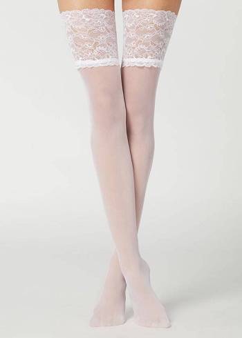 Calzedonia 20 Denier Opaque Thigh-Highs Kousen Dames Wit | NL2950JJ