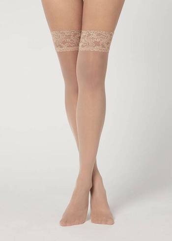 Calzedonia 20 Denier Sheer Thigh-Highs Kousen Dames Beige | NL2940QZ