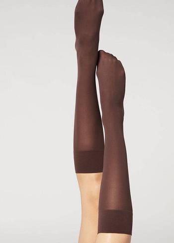 Calzedonia 30 Denier Semi Opaque Microfiber Knee-Highs Long Sokken Dames Koffie | NL1959SO