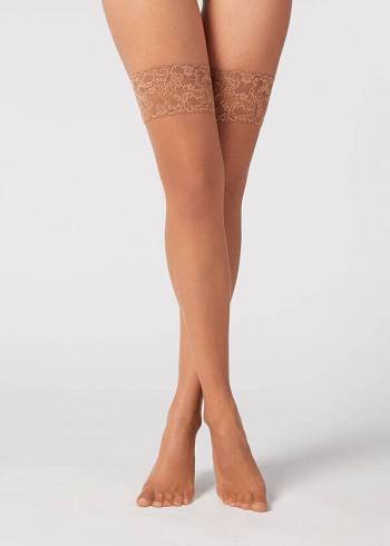 Calzedonia 8 Denier Ultra Sheer Thigh-Highs Kousen Dames Beige Bruin | NL2937RW