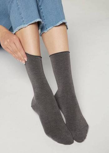 Calzedonia Ankle with Cashmere Kort Sokken Dames Grijs | NL1845WY