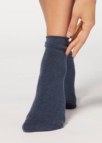 Calzedonia Ankle with Cashmere Kort Sokken Dames Donkerblauw | NL1850UT