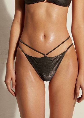 Calzedonia Brazilian Side String Hollywood Bikinibroekjes Dames Zwart | NL2871NB