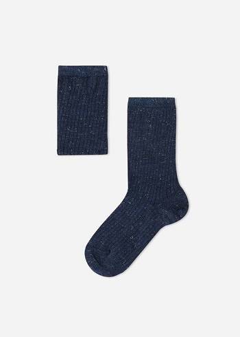 Calzedonia Cashmere and Glitter Kort Sokken Kinderen Blauw | NL1029KI