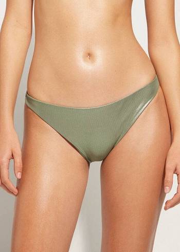 Calzedonia Coated-Effect Antigua Bikinibroekjes Dames Groen | NL2830XF