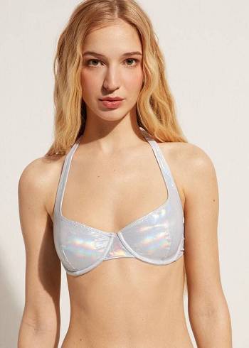 Calzedonia Coated-Effect Balconette Daytona Bikinitopjes Dames Zilver | NL2492HK