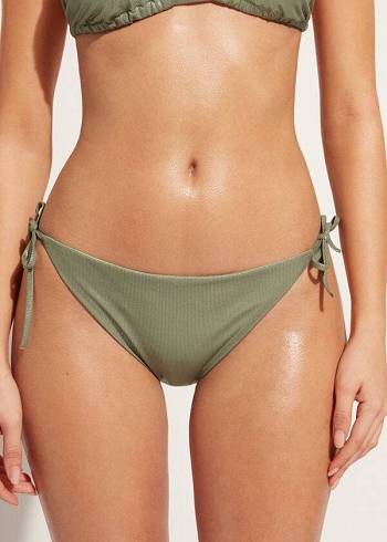 Calzedonia Coated-Effect String Antigua Bikinibroekjes Dames Groen | NL2826NB