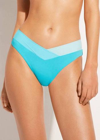 Calzedonia Color Block Azzorre Bikinibroekjes Dames Turquoise Groen | NL2821RW