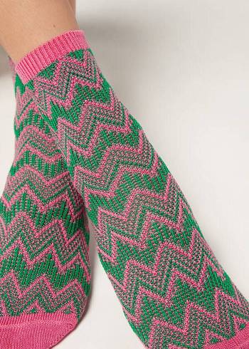 Calzedonia Colorful Chevron Motif Kort Sokken Dames Roze | NL1812XF