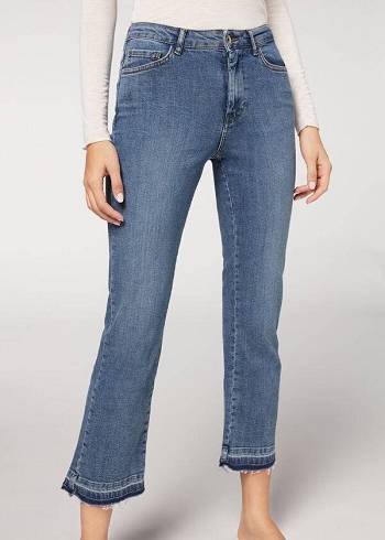 Calzedonia Cropped Flare Jeans Dames Blauw | NL1628LH