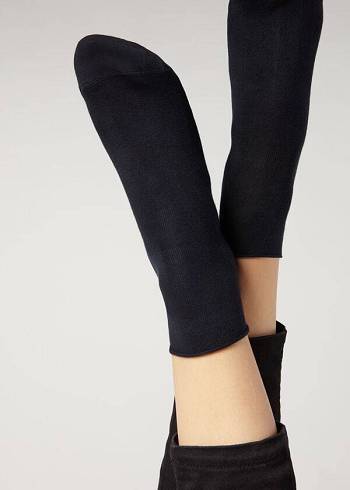 Calzedonia Cuffless Kort in Katoenen Sokken Dames Donkerblauw | NL1803SO