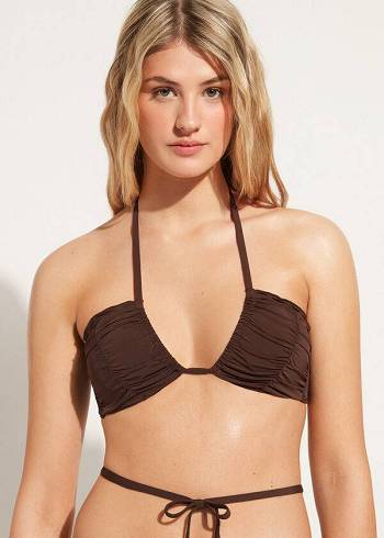 Calzedonia Drawstring Bandeau Islamorada Bikinitopjes Dames Koffie Bruin | NL2479EX