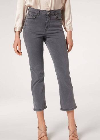 Calzedonia Eco Light Flared Cropped Denim Jeans Dames Grijs | NL1620AP