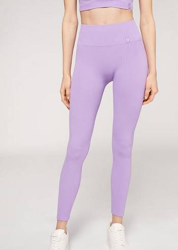 Calzedonia Fine Geribbeld Seamless Sport Leggings Dames Paars | NL1541PQ