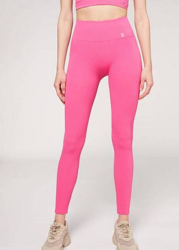 Calzedonia Fine Geribbeld Seamless Sport Leggings Dames Roze | NL1543SO