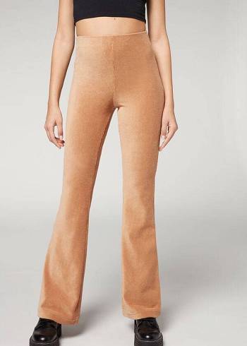 Calzedonia Geribbeld Flared Velvet Broek Dames Bruin | NL1455WY