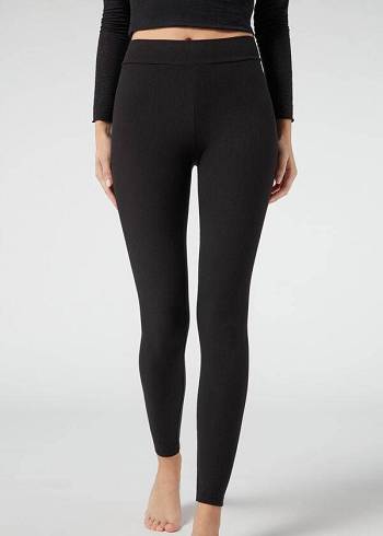 Calzedonia Geribbeld with Cashmere Leggings Dames Zwart | NL1516AP