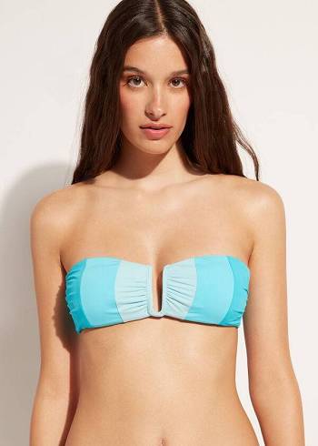 Calzedonia Gewatteerd Bandeau Azzorre Bikinitopjes Dames Turquoise | NL2407VD