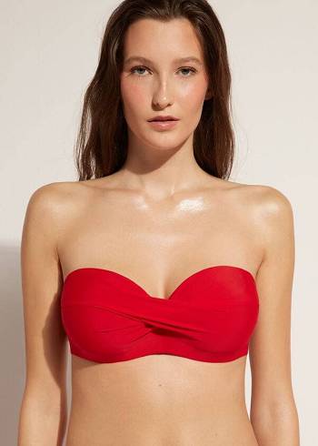 Calzedonia Gewatteerd Bandeau Indonesia Strapless Bikinitopjes Dames Rood | NL2379NB