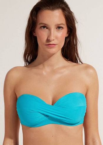 Calzedonia Gewatteerd Bandeau Indonesia Strapless Bikinitopjes Dames Turquoise | NL2380BC