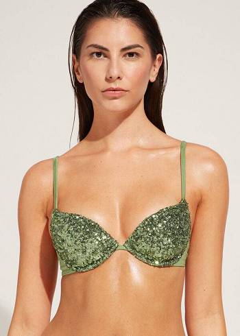 Calzedonia Gewatteerd Push-Up Cannes rosa Bikinitopjes Dames Groen | NL2349EX