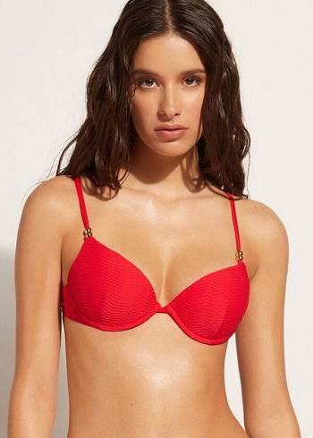 Calzedonia Gewatteerd Push-Up Casablanca Bikinitopjes Dames Rood | NL2344IS