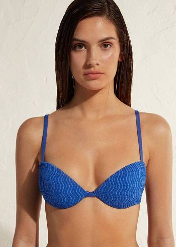 Calzedonia Gewatteerd Push-Up Mykonos Bikinitopjes Dames Blauw | NL2322RW