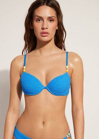 Calzedonia Gewatteerd Push-Up San Diego Bikinitopjes Dames Blauw | NL2313DN