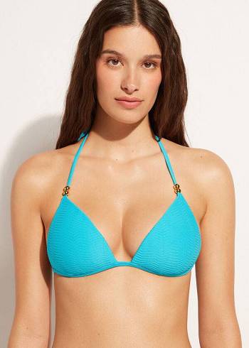 Calzedonia Graduated Gewatteerd Triangle Casablanca Bikinitopjes Dames Turquoise | NL2453EX