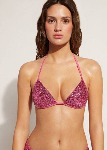 Calzedonia Graduated Gewatteerd Triangle Cannes Bikinitopjes Dames Roze | NL2457NB