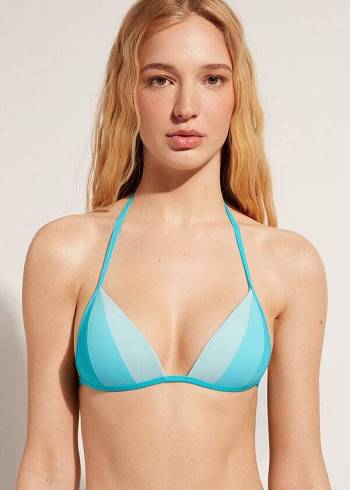 Calzedonia Graduated Gewatteerd Triangle Azzorre Bikinitopjes Dames Turquoise | NL2460CE