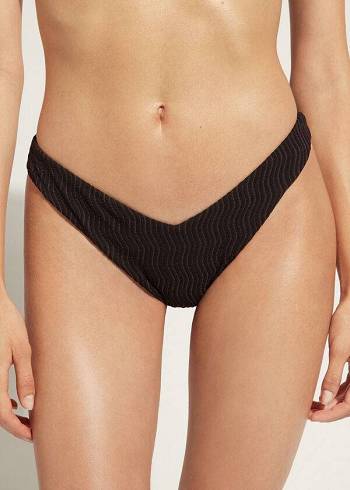 Calzedonia High-Cut Brazilian Mykonos Bikinibroekjes Dames Zwart | NL2743AP