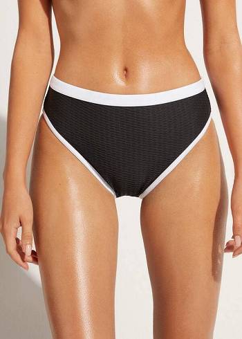 Calzedonia High Taille Coimbra Bikinibroekjes Dames Zwart Wit | NL2769SO