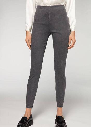 Calzedonia High Taille Mager Denim Leggings Dames Grijs | NL1535RW