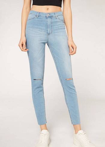 Calzedonia High-Taille Mager Jeans Dames Blauw | NL1588TV