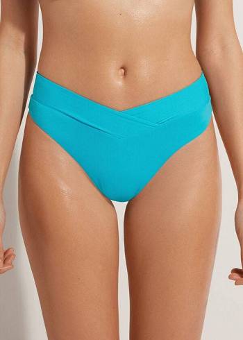 Calzedonia High-Taille V-Cut Brazilian Indonesia Bikinibroekjes Dames Turquoise | NL2727QZ