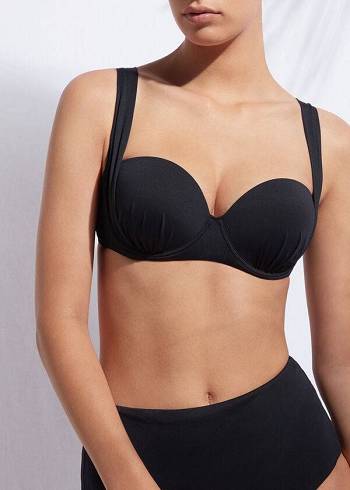 Calzedonia Indonesia Push-Up Bandeau Bikinitopjes Dames Zwart | NL2416FM