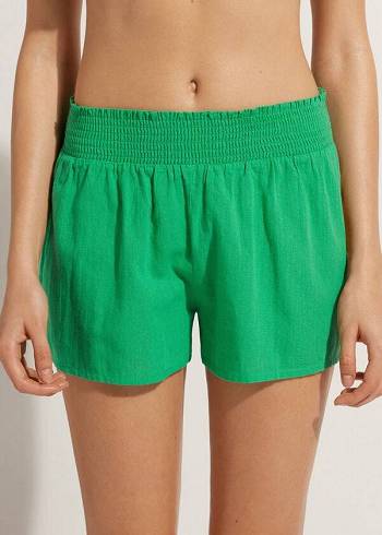 Calzedonia Katoenen Shorts Cover-ups Dames Groen | NL2065FM