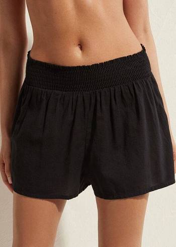 Calzedonia Katoenen Shorts Cover-ups Dames Zwart | NL2066GL