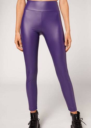 Calzedonia Leren Effect Leggings Dames Paars | NL1525ZG