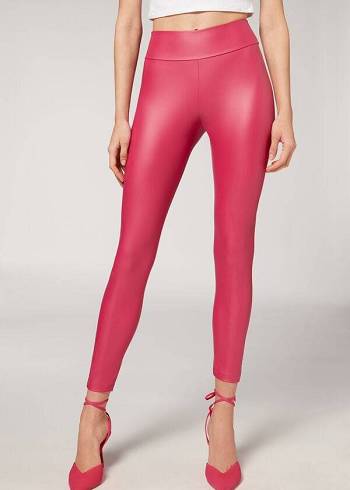 Calzedonia Leren Effect Leggings Dames Roze | NL1527CE