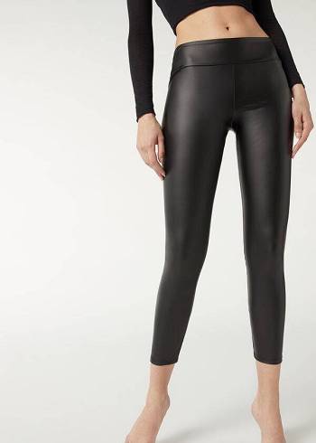 Calzedonia Leren Effect Leggings Dames Zwart | NL1528VD