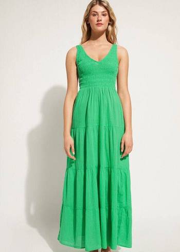 Calzedonia Long Jurken with Ruffled Skirt Cover-ups Dames Groen | NL2090DN