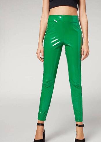 Calzedonia Mager in Thermal Vinyl Leggings Dames Groen | NL1504NB