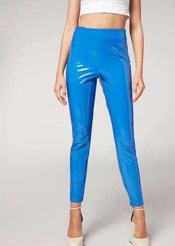 Calzedonia Mager in Thermal Vinyl Leggings Dames Blauw | NL1506QZ