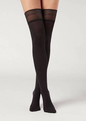 Calzedonia Opaque soft touch Thigh-Highs Kousen Dames Zwart | NL2923MA