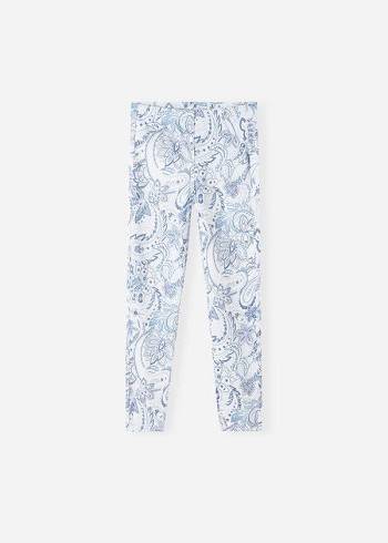 Calzedonia Paisley-Print Denim Leggings Kinderen Wit Blauw | NL1055KI