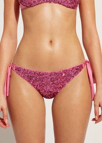 Calzedonia Sequined Side-Tie Cannes Bikinibroekjes Dames Roze | NL2641HK