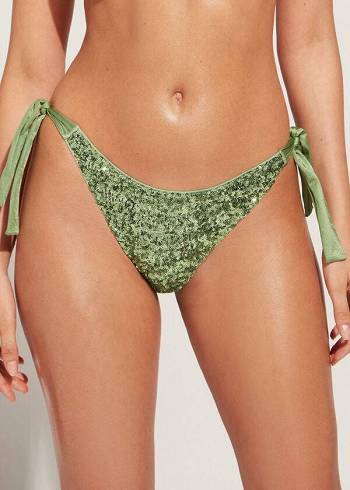 Calzedonia Sequined Side-Tie Cannes Bikinibroekjes Dames Groen | NL2643FM