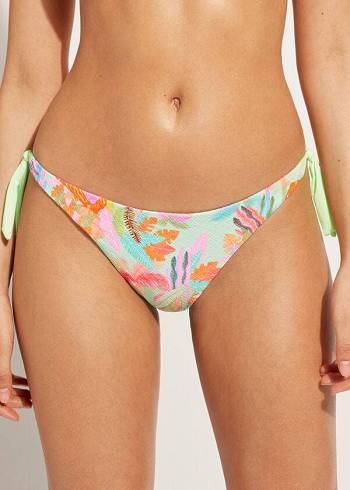 Calzedonia Side-Tie Brazilian Foliage Tahiti Bikinibroekjes Dames Groen | NL2623HK